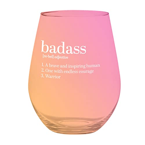 Creative Brands Slant Collections Jumbo Stemless Wine Glass, 30-Ounce, Badass