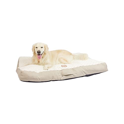 Armarkat Mat Model M12HMB/MB-X Extra Large with Handle, Dog Crate Mat with Poly Fill Cushion & Removable Cover, Beige/White