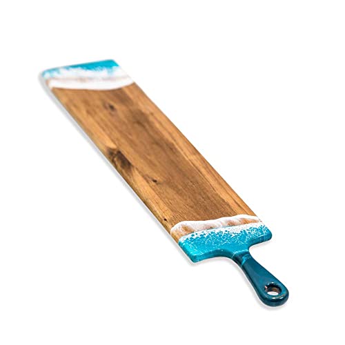 Lynn & Liana Designs Baguette Acacia Boards, 24-inch Length, Ocean Vibes