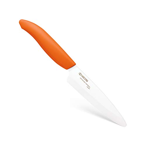 Kyocera Advanced Ceramic Revolution Series 4.5-inch Utility Knife, Orange Handle, White Blade