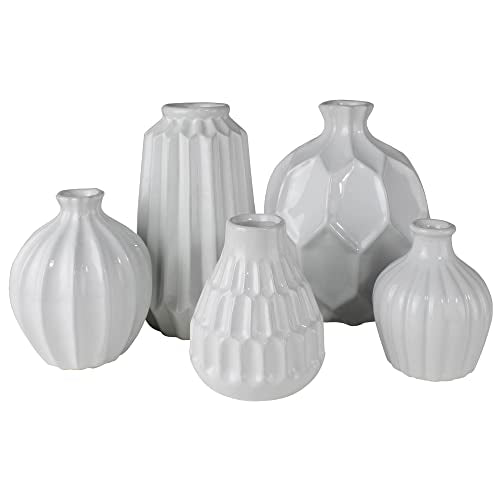 HomArt Set of 5 Ceramic Cinc Vases - Group of Bud vases