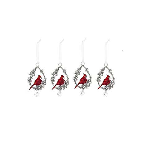 Ganz Memorial Cardinal Ornaments, Zinc, Epoxy, 3.25 Inches Height, Pack of 4, Multicolor