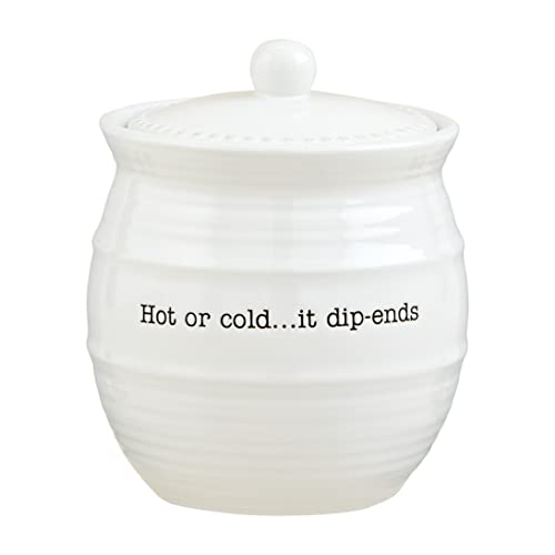 Mud Pie Warming and Cooling Dip Holder, 5-inch diameter, White
