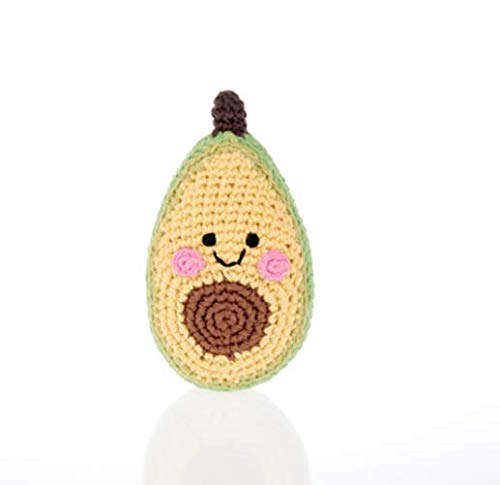 Pebble Fair Trade Handmade Crochet Cotton Avocado Baby Rattle