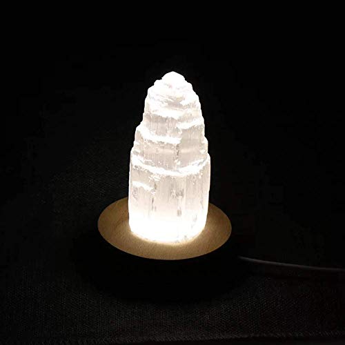 Kheops International White Selenite Electric Lamp 6-inch