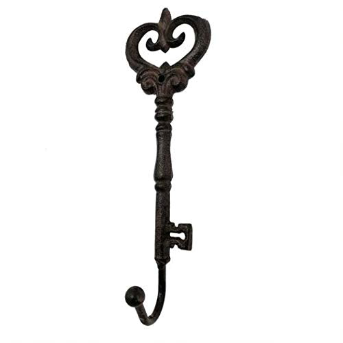 Comfy Hour Antique & Vintage Interior Collection Cast Iron Key Single Coat Hook Clothes Rack Wall Hanger - Metal, Heavy Duty, Brown, Recycled, Decorative Gift Idea