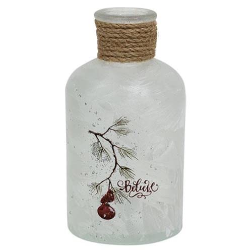 CWI Gifts Christmas Cardinal & Bell Frosted Glass Bottle for Men, Women, Love, Home Decorative Collection, Thanksgiving