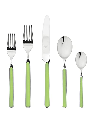 Mepra Piece Place Setting-Pistachio Finish Handle Dishwasher Safe Cutlery, Acid Green