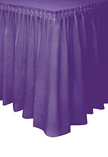 Unique Industries Deep, Plastic Table Skirt, Party Supplies-Dark Purple, 29 Inches x 14 Feet, 29" x 14ft, Multicolor