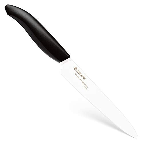 Kyocera Advanced Ceramic Revolution Series 5-inch Micro Serrated Tomato, Utility Knife, White Blade