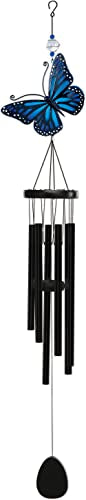 Sunset Vista Designs Blue Butterfly Wind Chime, 32-inch Height, Home Decor, Outdoor Accent, Noisemaker