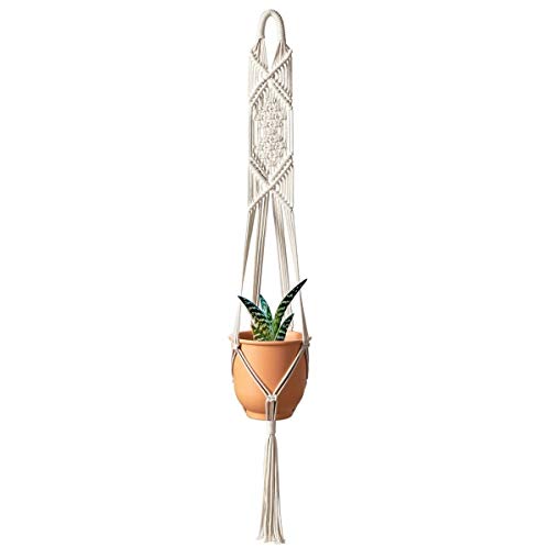 ecofynd Macrame Cotton Plant Hanger [Without Pot] | Rope Flower Pot Holder for Indoor Outdoor Balcony Garden | Boho Home Decor - Set of 1