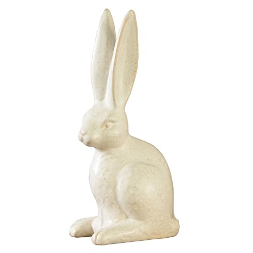 HomArt Large Sitting Hare, 11-inch Height, Matte White, Ceramic