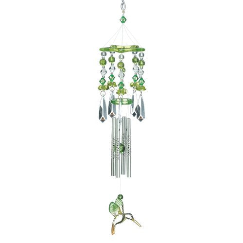 Sigma SLC Gifts & Decor Leafy Green Hummingbirds Acrylic and Metal Wind Chime