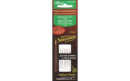 Clover 4971 Clover No.10 Needles Applique/Sharps, Black/Gold