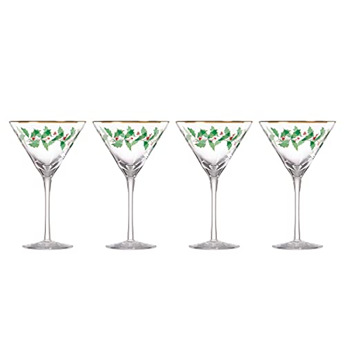 Lenox Holiday Decal 4-Piece Martini Glass Set, 2.20, Red & Green