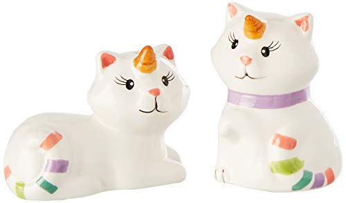 Boston Warehouse Rainbow Caticorn Salt and Pepper Shakers, 2-Piece Set