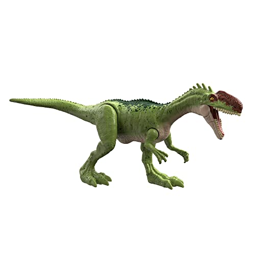 Mattel Jurassic World Fierce Force Monolophosaurus Camp Cretaceous Authentic Dinosaur Strike Motion Action Figure, Movable Joints, Gift 3 Years & Older