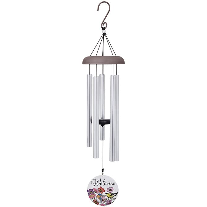 Carson Home Accents Songbird Welcome Picture Perfect Wind Chime, 30-inch Length, Aluminum