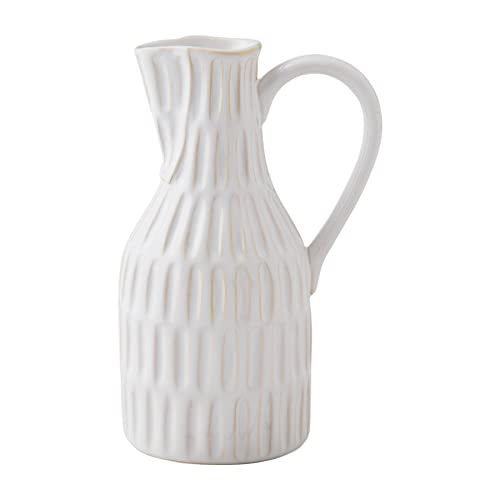 Mud Pie Stoneware Jug Vase, Large, 9-nch Diameter