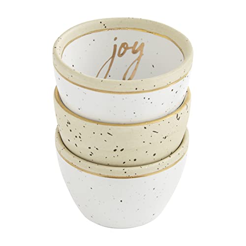 Mud Pie Gold Stoneware Ramekins,3" dia, Joy