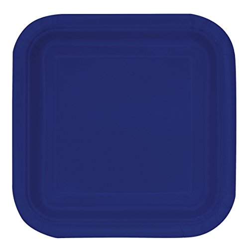 Unique Industries, Square Cake Paper Plates, 16 Pieces - Navy Blue , 7" -