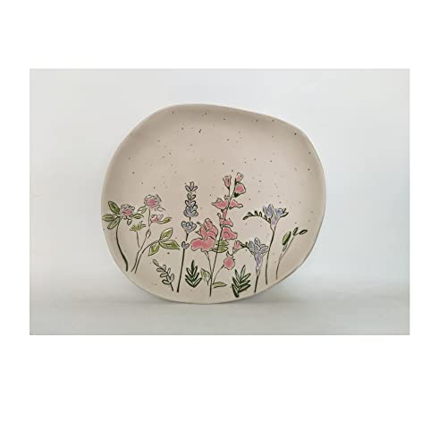 Blue Sky Clayworks Spring Pressed Garden Salad Plate, 8-inch Diameter
