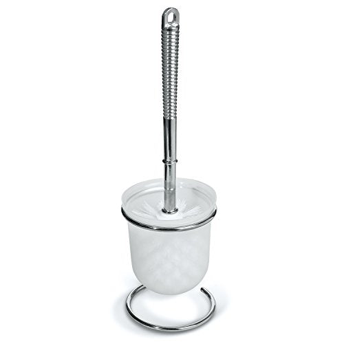 Tatkraft Lilia Toilet Bowl Brush and Holder Set for Bathroom, Deep Cleaning, Rust Proof, Sturdy and Flexible Brush Fibers, Chrome Finish