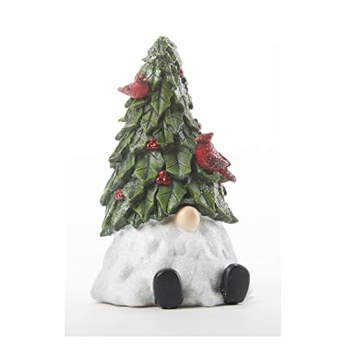 Delton Resin Sitting Tree Hat Gnome, 5.40-inch Height