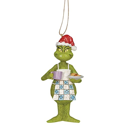 Enesco Grinch by Jim Shore Grinch in Apron with Cookies, Hanging Ornament, 5.25 Inch, Multicolor