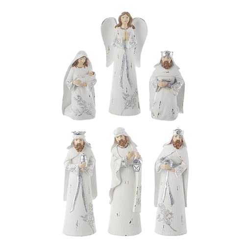 RAZ Imports 2022 City of Lights 7.5" Embossed Leaf Nativity, Set of 6