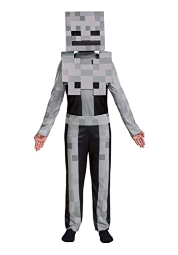 Disguise Minecraft Skeleton Costume for Kids, Video Game Inspired Character Outfit, Classic Child Size Large (10-12) Gray
