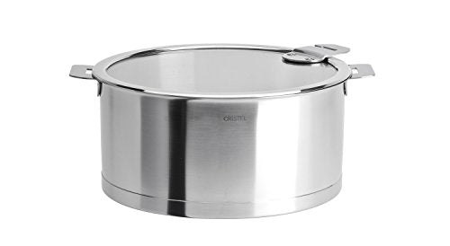 Cristel Strate L Stainless Steel Stewpan with Glass Lid and Removable Handles, 6.9 Quart