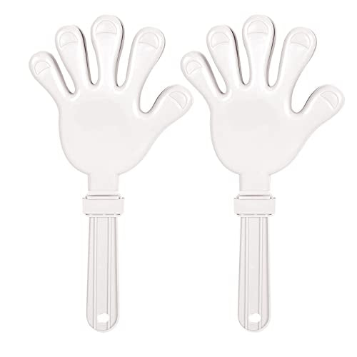 Beistle 2 Piece White Plastic Giant Hand Clappers Noisemakers Birthday Party Favors, 15" x 7.5"