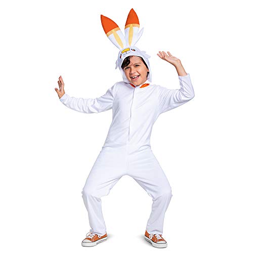 Disguise Scorbunny Hooded Jumpsuit Costume for Kids, Pokemon, Classic Size Large (10-12)