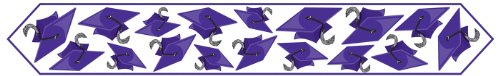 Beistle Printed Grad Cap Table Runner (purple) Party Accessory (1 count) (1/Pkg),(6 feet long)
