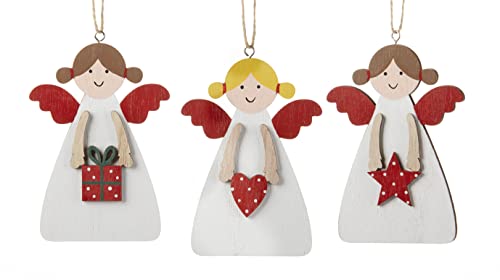 Delton Wood Christmas Angel Ornament, 3 Assortment