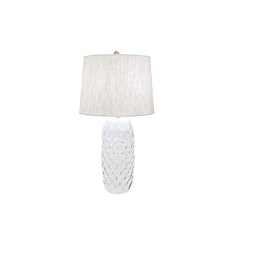 Ganz CB174342 Ivory Embossed Layered Leaf Table Lamp 3 Way Switch, 150 Watts, 28-inch Height, Ceramic