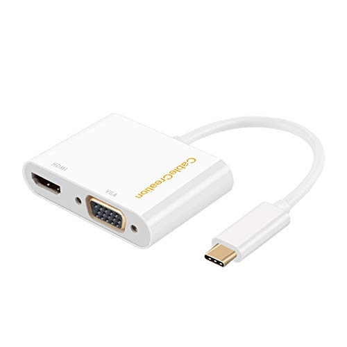 CableCreation USB C to VGA and HDMI Adapter, USB C to VGA Adapter for Monitor Compatible with Galaxy S22 Ultra, XPS 13, MacBook Pro, iPad Pro 2020, Yoga 910, Surface Pro/Go, Pixel