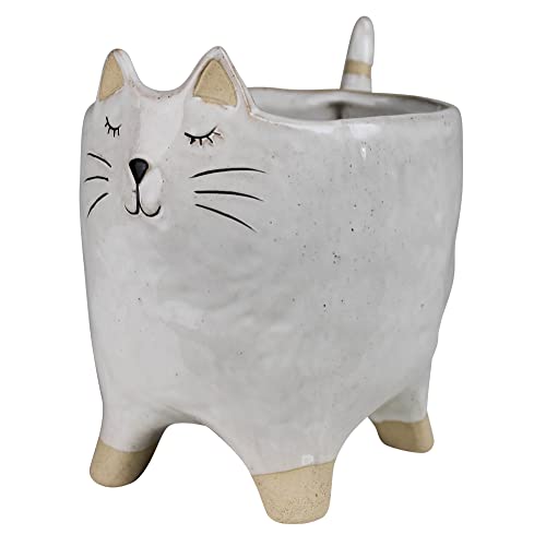 HomArt Cat Cachepot, 6-inch Height, Ceramic