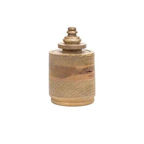 Foreside Home and Garden Natural Mango Wood Canister with Lid, Brown