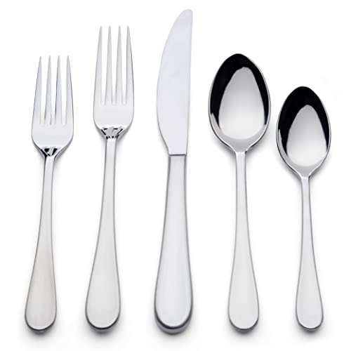 Boston Warehouse Chefs 18/10 Stainless Steel 44pc Flatware Set, Service for 8, Mesa Satin