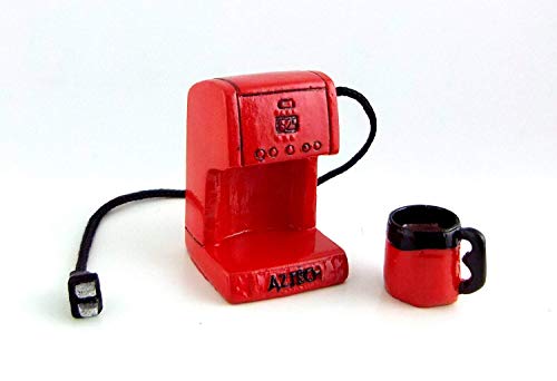 Aztec Imports Dollhouse Miniature 1:12 Scale 2 Pc RED Coffee Maker SET 
