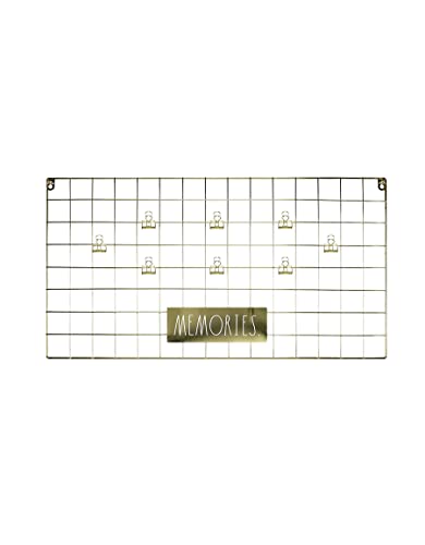 DesignStyles Rae Dunn Wire Wall Grid - Large Metal Grid Panel Organizer for Collage, Photo Wall, Picture Display, Memo Board, Hanging Office Organization, Art - Home and Classroom D‚àö¬©cor - Memories Gold