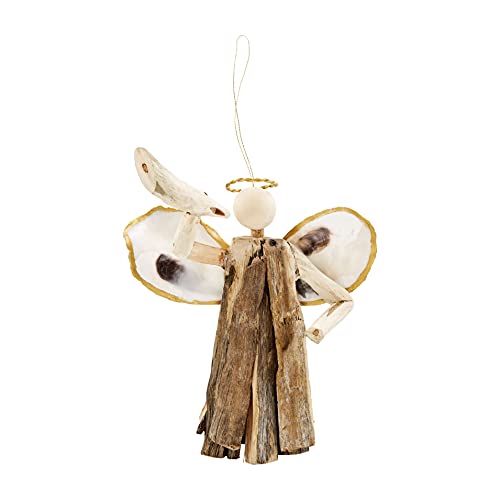 Mud Pie Horn Angel Oyster Ornament, 7 1/4-inch
