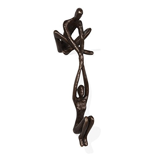 Danya B. ZD16169 Contemporary Metal Shelf D√©cor - Bronze Sculpture - Man Lifting Woman from Ledge