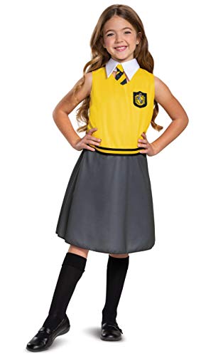 Disguise Harry Potter Hufflepuff Dress Classic Girls Costume, Yellow & Gray, Large (10-12)