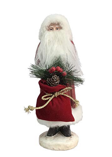 Transpac Imports Small Paper Pulp Santa Figurines, Red