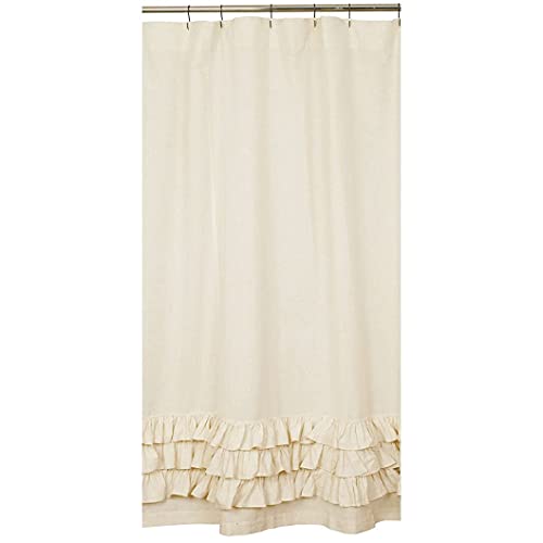Flax Ruffled Shower Curtain By the Country House Collection, 72" X 72"
