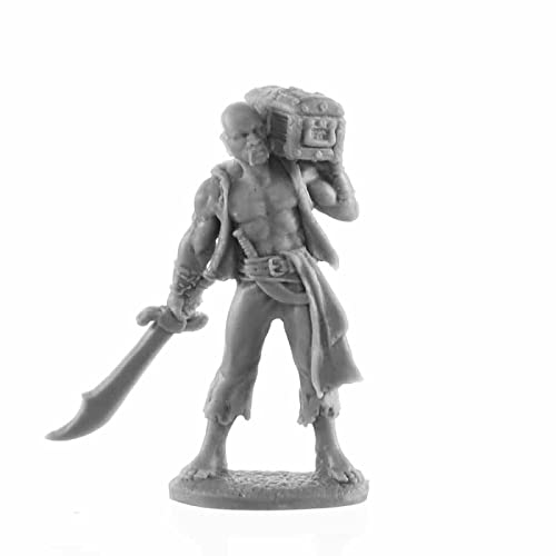 REAPER Pirate with Treasure Chest Miniature Figure 25mm Heroic Scale Reaper Bones USA Reaper Miniatures